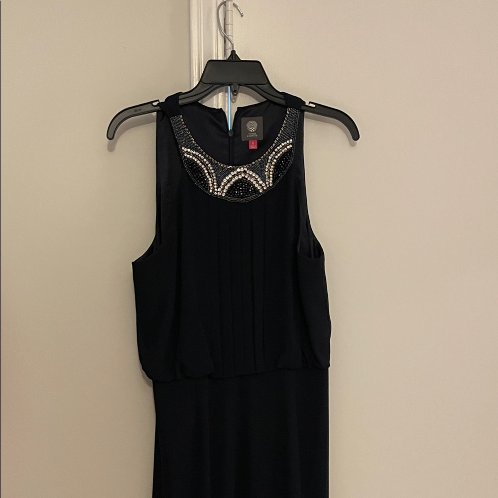Vince Camuto Black Maxi Dress with Embellished Neckline